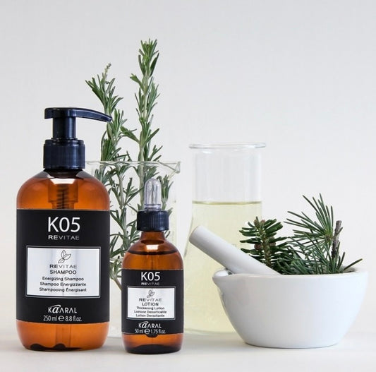 K05 REVITAE COMPLEX - unikalus plaukų augimą skatinantis trichologinis kompleksas (šampūnas 250 ml+losjonas/lašiukai 50 ml)🎁Dovana galvos odos masažuoklis.