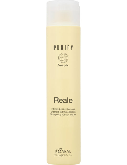 PURIFY REALE ✫ Šampūnas dažytiems, pažeistiems plaukams (su bičių motinėlių pieneliu, be sulfatų, be parabenų), 300 ml